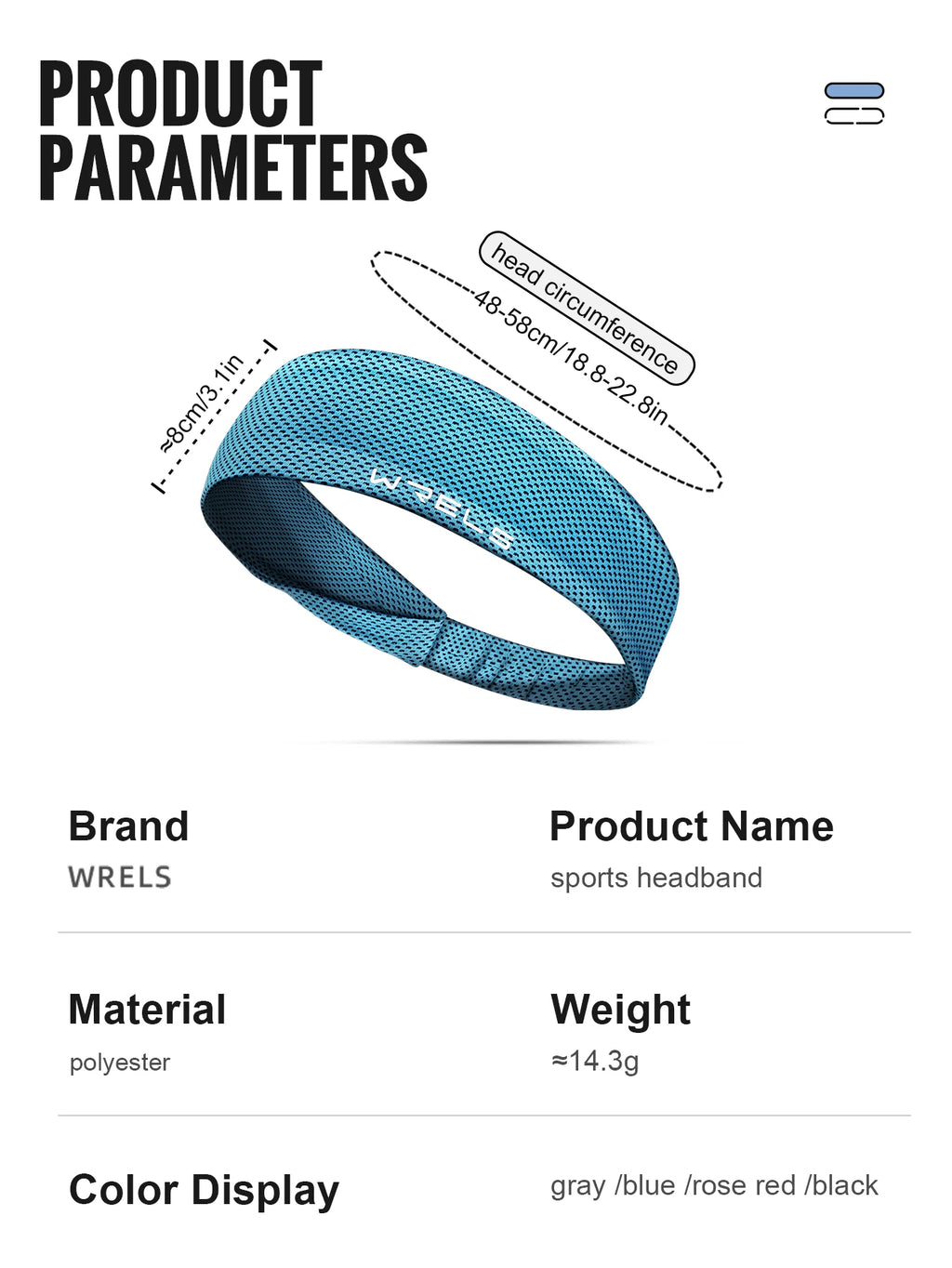 WRELS Sport Headband Sweatband Running Hair Band Yoga Fitness Gym Workout Mesh Breathable Moisture Wicking Anti Slip Hairband