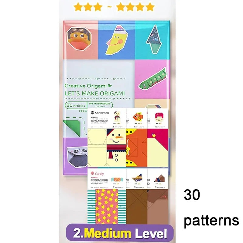 Origami Kit with 30/96 Sheets Paper & Guide Book, DIY Craft Art for Beginners Kids, Multiple Difficulty Level Challenges