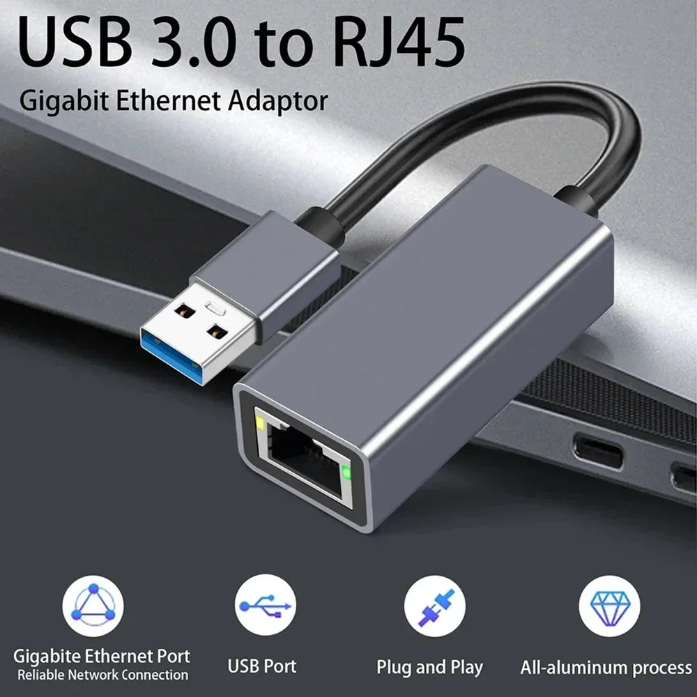 Adaptateur Ethernet USB Type C 1000Mbps, Carte Réseau RJ45 USB 3.0 Pour MacBook PC Windows XP 7 Câble Internet Lan USB Android