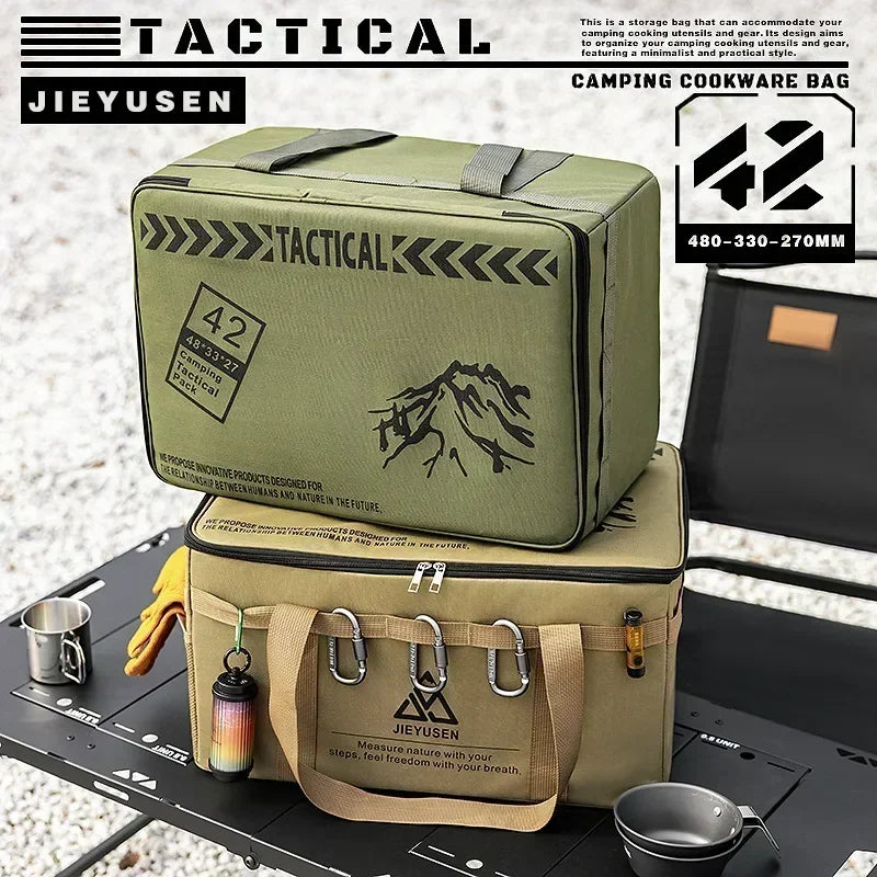 Backpack 30-42L Tactical Camping Storage Bag - Insulated Folding Box for Picnic, Tableware & Field Equipment Waterproof