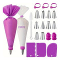 Cake Piping Tools Reusable Silicone Pastry Bag Stainless Steel Nozzle Icing Bag for Decoration Baking Tool Kitchen Accessories
