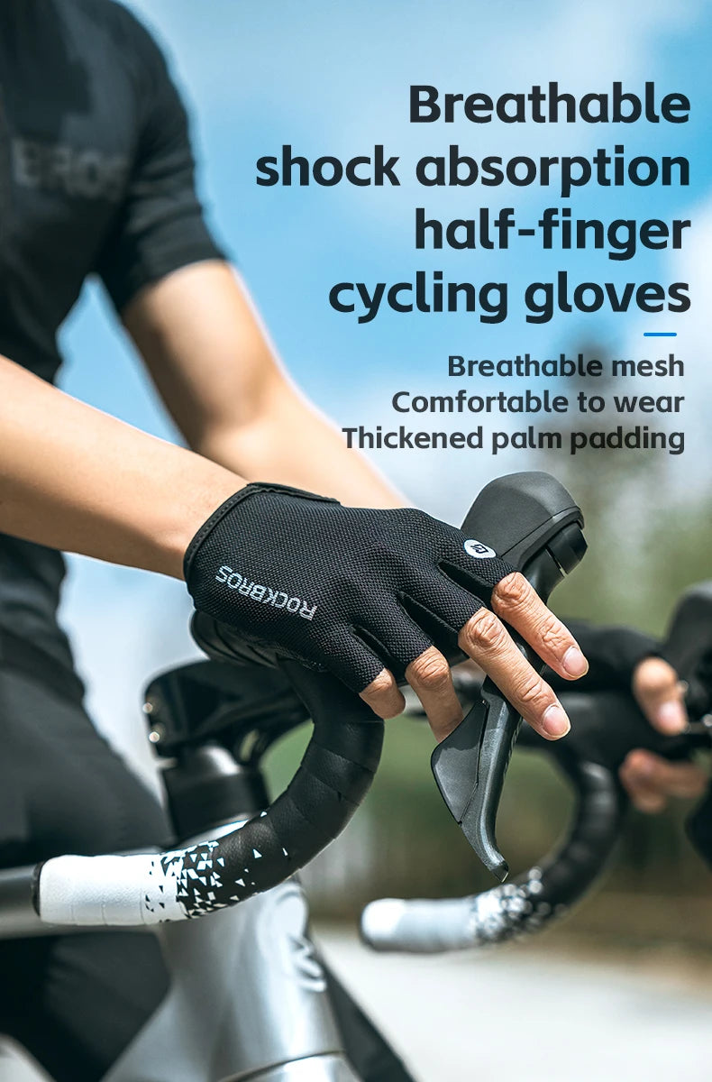 ROCKBROS Bike Gloves Half Finger Summer Breathable Anti-slip SBR Pad Shockproof MTB Road Bicycle Gloves Cycling Shorts Gloves