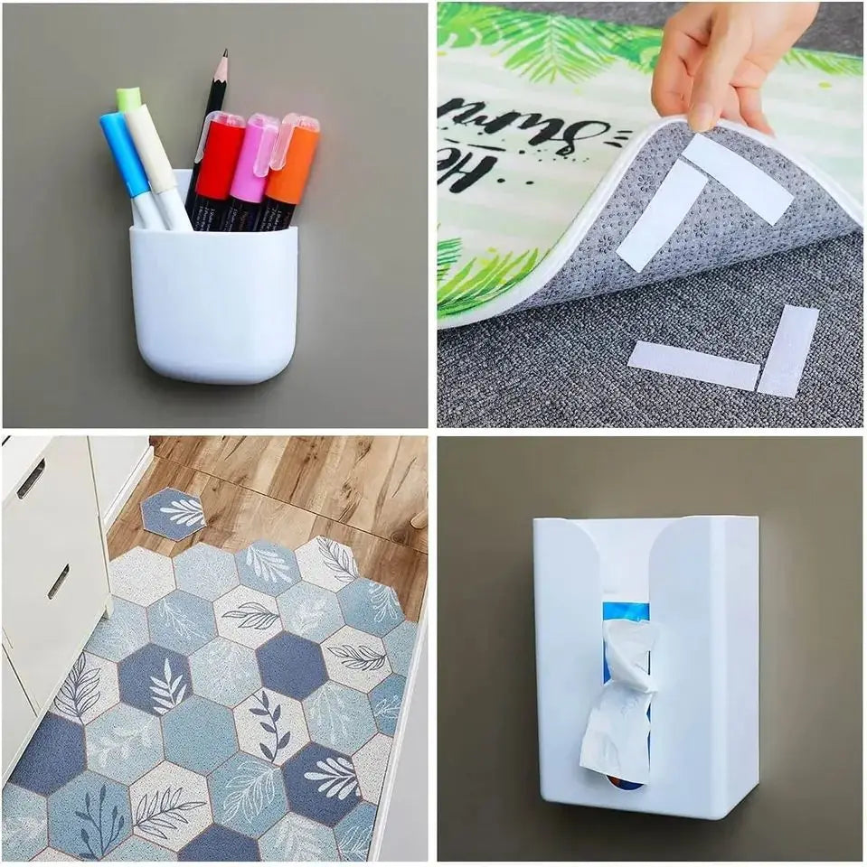 1/2/5M 20-50mm White Strong Self Adhesive Fastener Hook and Loop Strips with Glue Double-Side Mounting Tapes for DIY Craft