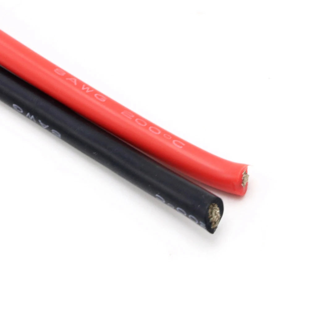 Silicon Wire 8 10 12 14 16 18 20 22AWG Heatproof Soft Silicone Silica Gel Wire Cable (1meter Red+1meter Black) )