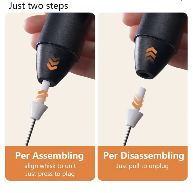 Espumador de Leche Eléctrico Inalámbrico con Carga USB Tipo C – Batidor de Mano de Acero Inoxidable ☕️🥛