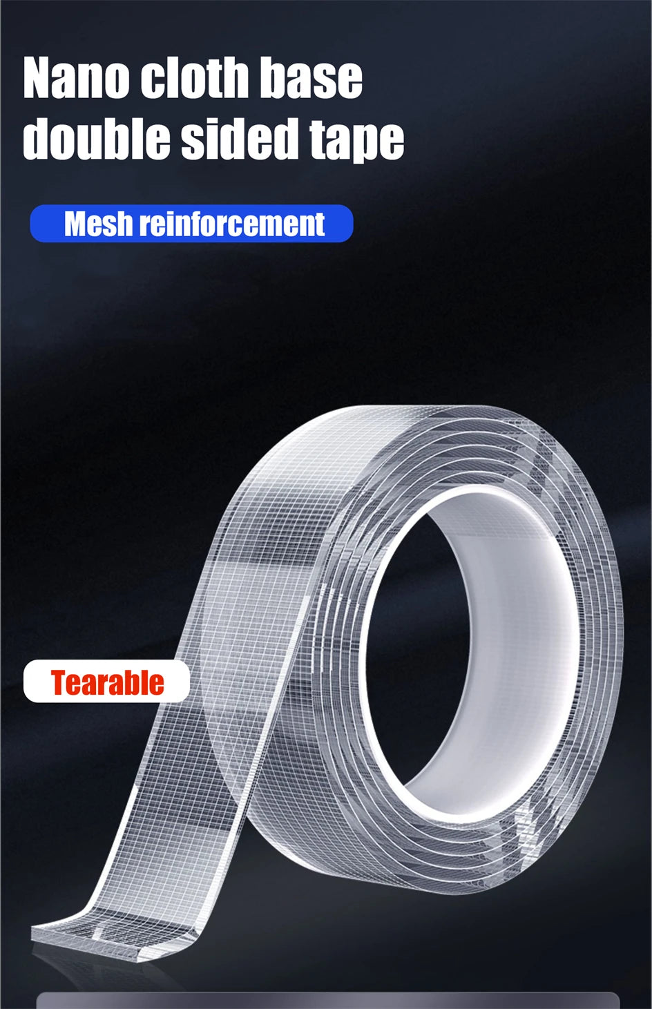 1-10m Clear Double-sided Nano Tape Removable Ultra-strong Adhesive Waterproof Extra Strong Sticky Strip Heavy-duty Two Side Tape