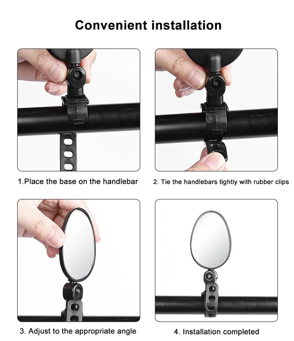 1/2pcs Bike Rearview Mirror 360° Adjustable Rotatable Handlebar Convex Mirror Safe Wide Angle For Bicycle Cycling Outdoor Sports