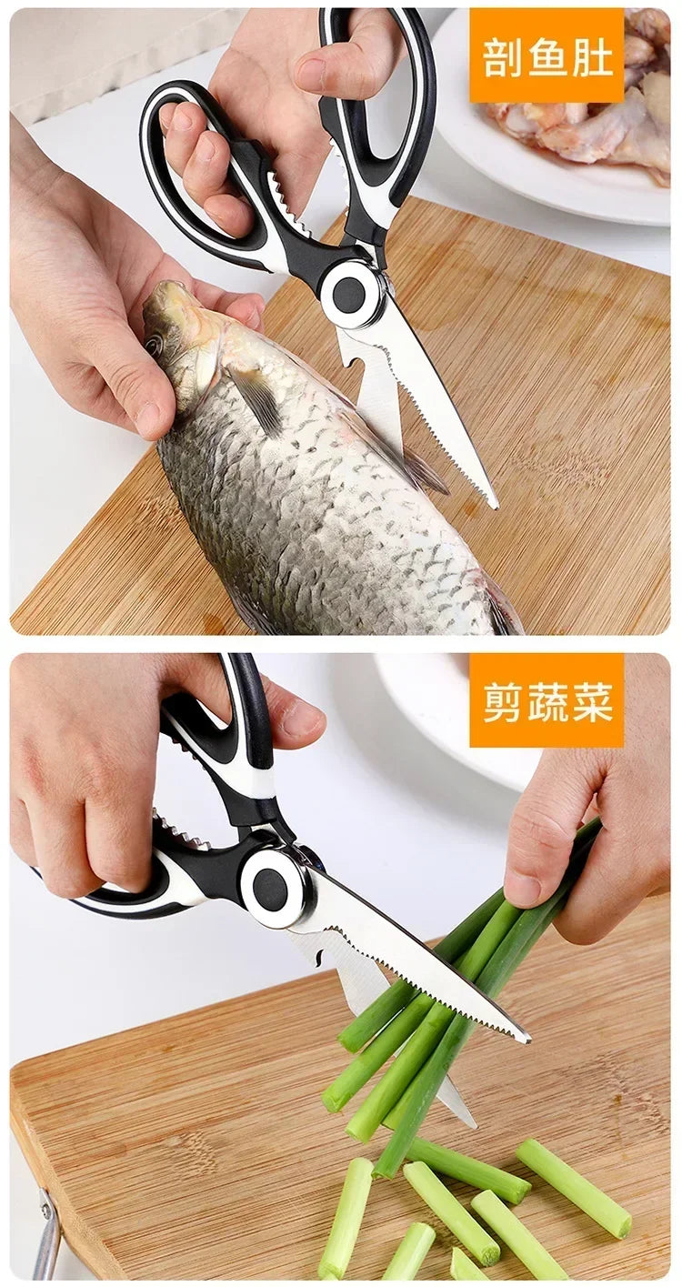Multipurpose Stainless Steel Kitchen Scissors Heavy Duty Dishwasher Safe for Cutting Meat Poultry Fish and Opening Bottles
