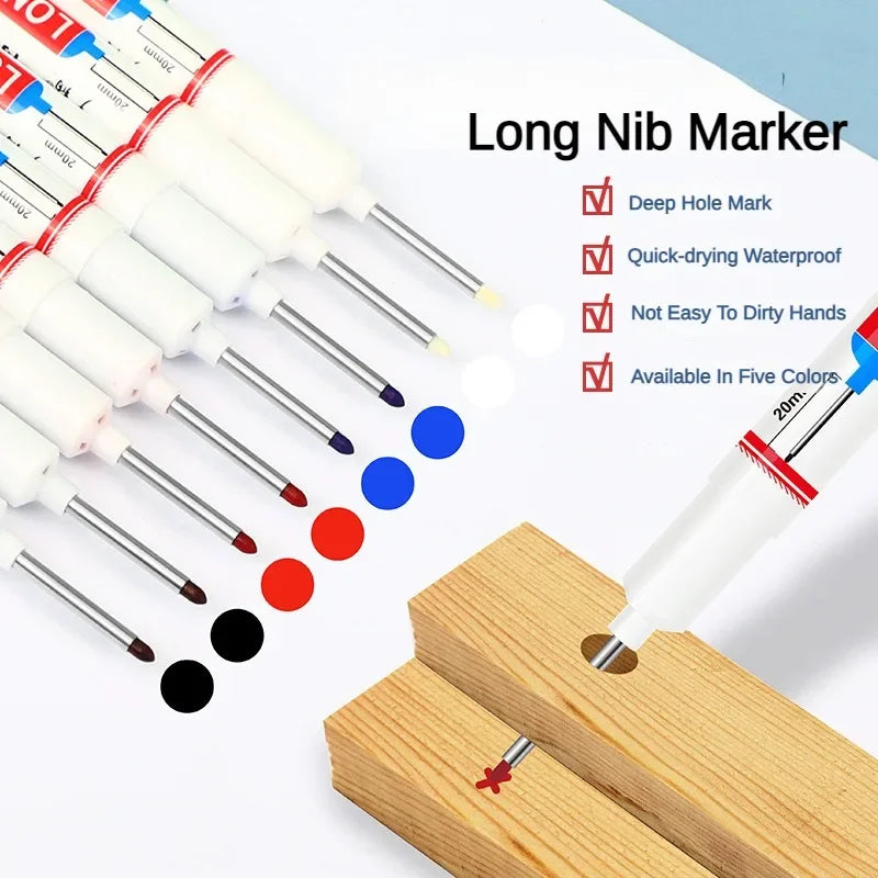4-80Pcs 2cm Waterproof Long Head Markers Deep Hole Marker Pen for Metal Carpenter Red/Black/Blue/Green Ink Woodworking Tools