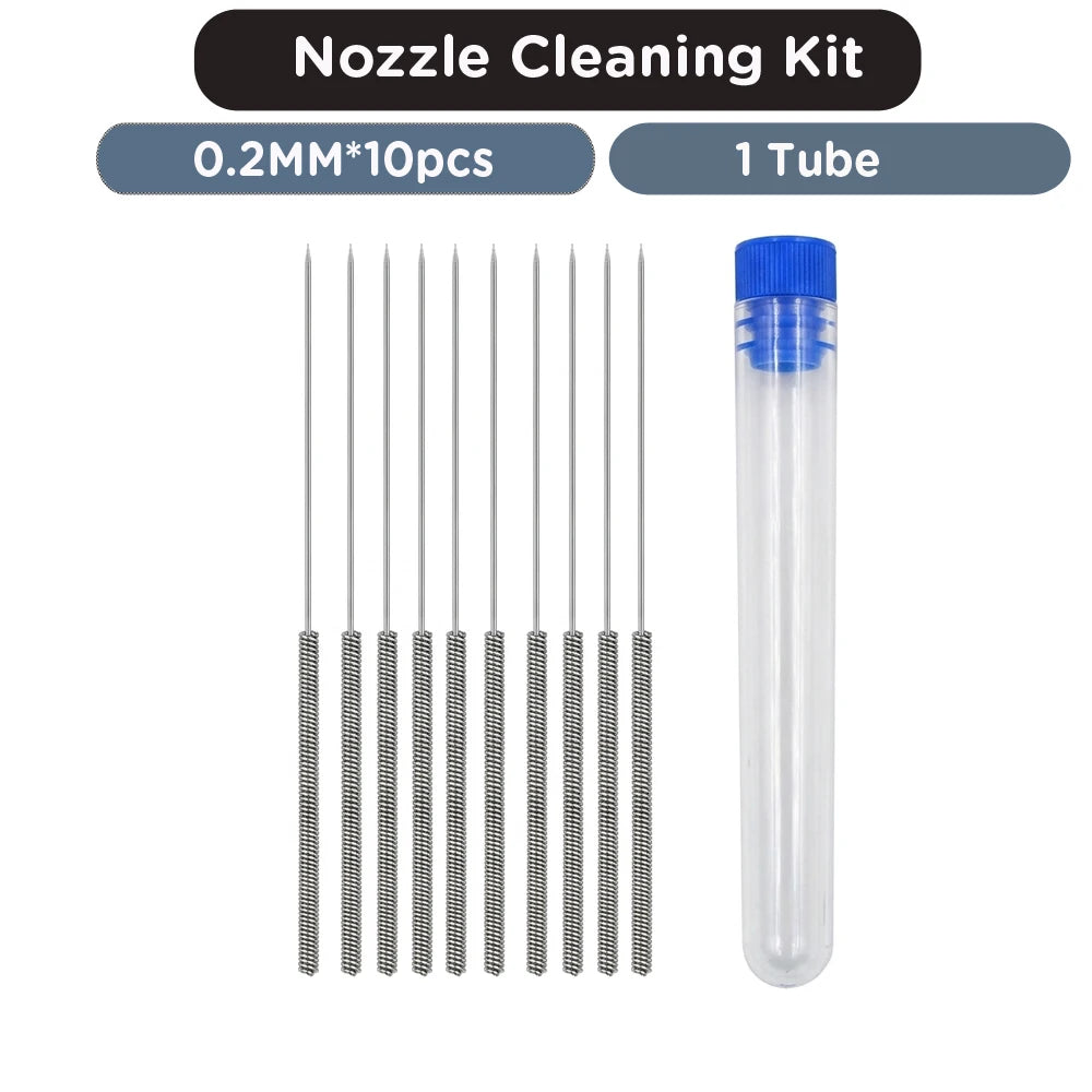 3D Printer Nozzle Cleaning Needles Kit Stainless Steel 0.15-1.0mm Needles Anti-Clog Cleaner Tool For Creality Ender Bambu Lab