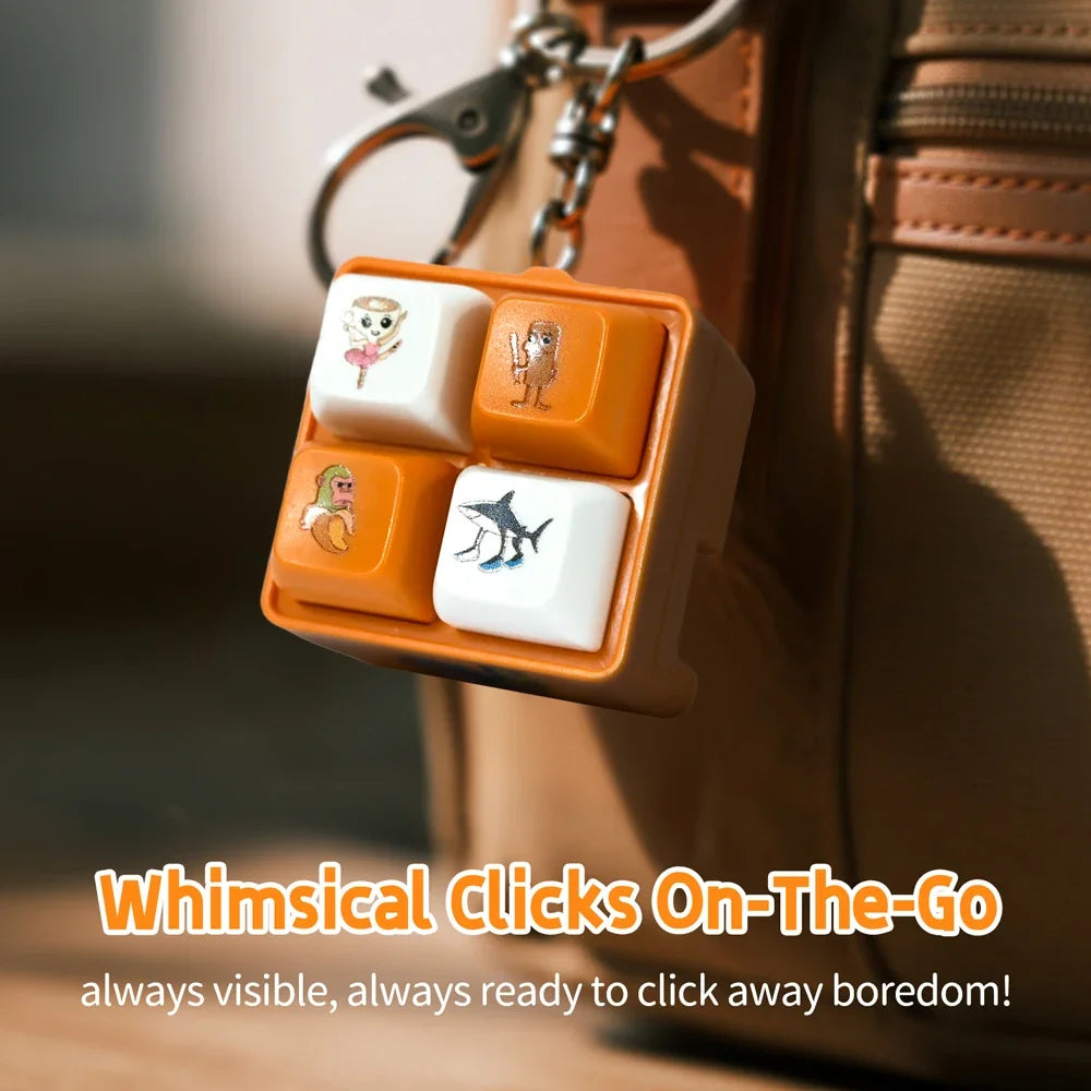 Viral Wooden Stickman Keychain, 4-Button Clicker Meme Toy with Pendant, Trendy Anime & Brainrot Decor Gift for Teens & Adults