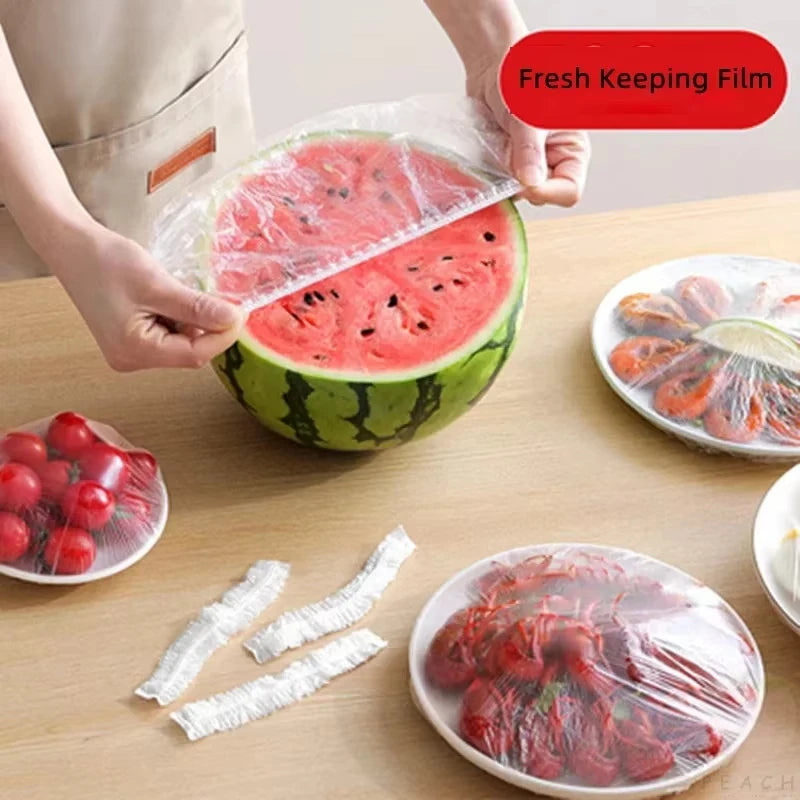 100pcs Disposable Food Covers Elastic Plastic Storage Bags Food Grade Fresh Keeping Cover for Bowls Plates Kitchen