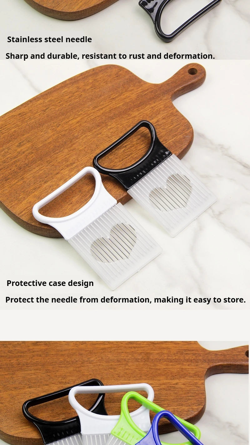 Stainless Steel Onion Cutter Holder Food Slicers Assistant Tomato Onion Slicer Holder Vegetables Cutting Fork Kitchen Gadgets