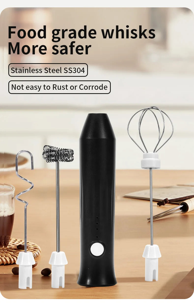 Espumador de Leche Eléctrico Inalámbrico con Carga USB Tipo C – Batidor de Mano de Acero Inoxidable ☕️🥛