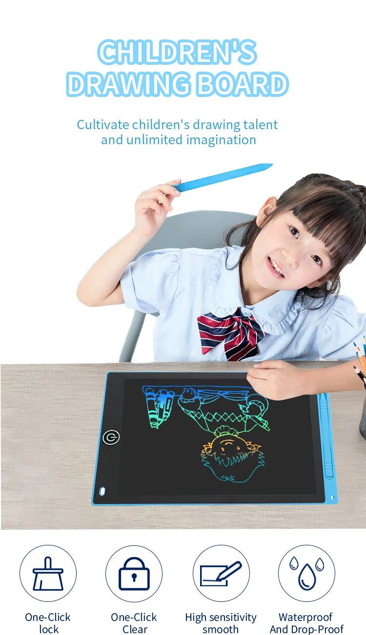 6.5/8.5/10/12 Inch LCD Drawing Tablet for Kids, Rechargeable Erasable Board with Pen, Travel Educational Toy Gift for Boys Girls