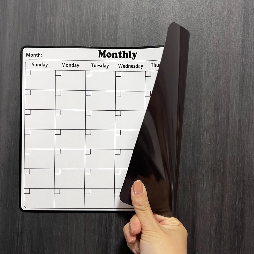 1pc Magnetic Fridge Calendar Dry Erase Monthly Planner Whiteboard Fridge Sticker Message Board Kitchen Memo Organizer with Pen