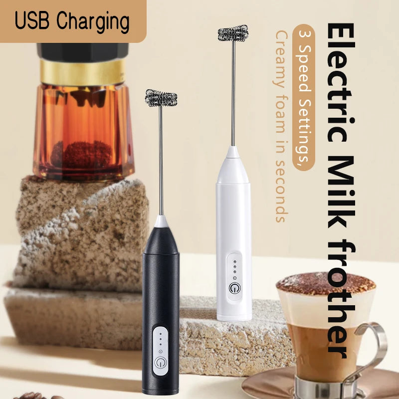 Espumador de Leche Eléctrico Inalámbrico con Carga USB Tipo C – Batidor de Mano de Acero Inoxidable ☕️🥛