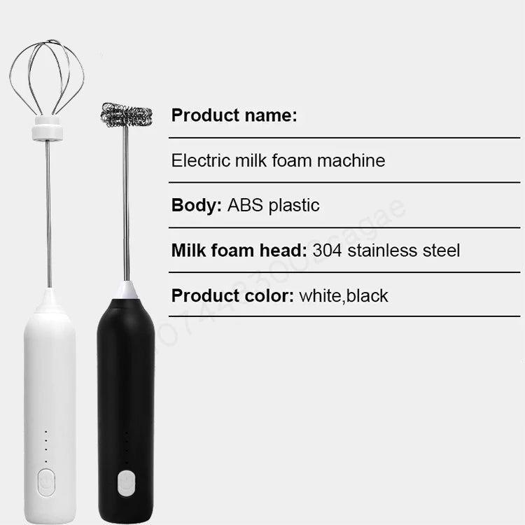 Espumador de Leche Eléctrico Inalámbrico con Carga USB Tipo C – Batidor de Mano de Acero Inoxidable ☕️🥛