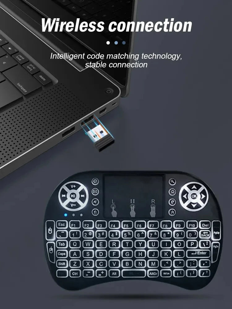 I8 Mini Wireless Keyboard 7 Color Backlit Russian French Spanish Portuguese Arabic 2.4G Air Mouse Remote for Android TV Box PC