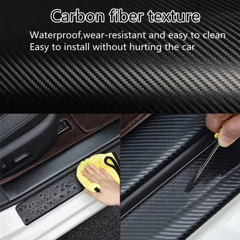 1-5m Nano Carbon Fiber Car Tape Sticker Door Mirror Paste Protector Strip DIY Protection Protective Film Waterproof Adhesive