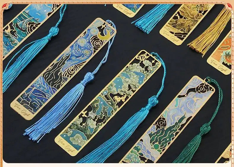 1-6-12 Pcs Creative Metal Book Mark Vintage Oil Painting Bookmark Office School Supplies Funny Gift Stationery Items