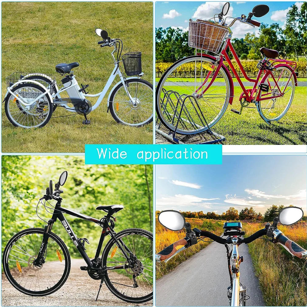 1/2pcs Bike Rearview Mirror 360° Adjustable Rotatable Handlebar Convex Mirror Safe Wide Angle For Bicycle Cycling Outdoor Sports