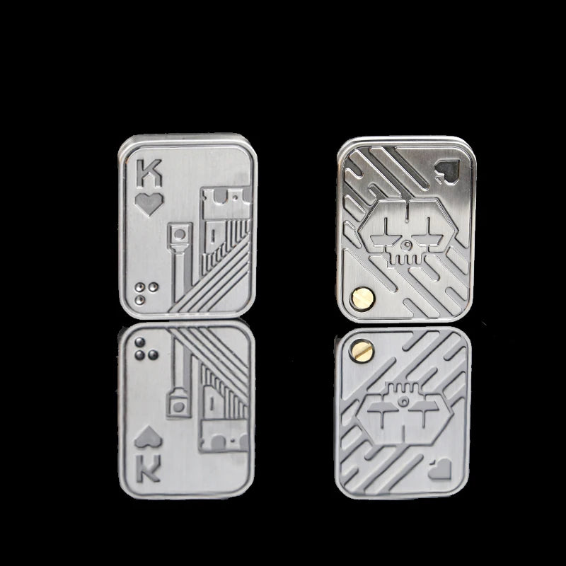 Metal Skull Push Slider Stress Relief Toy Anti Stress EDC Top Spinning Poker Toys Portable Decompress Magnetic Toys Adults Gifts