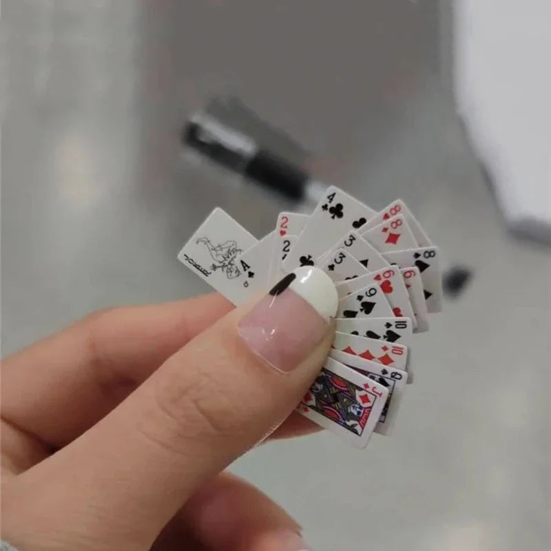 Funny Cute Mini Playing Cards Poker Games Super Small Cards Spoof Gifts Travel Toys Prank Props Dollhouse Miniature Poker Card
