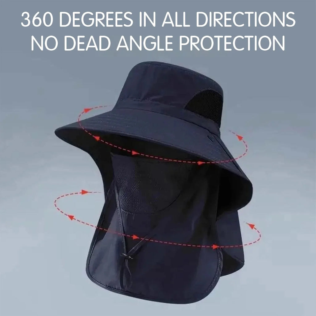 Women's Summer Bucket Hat with Neck Cover, Breathable Wide Brim UV Protection Sun Hat for Fishing Travel Beach Holiday
