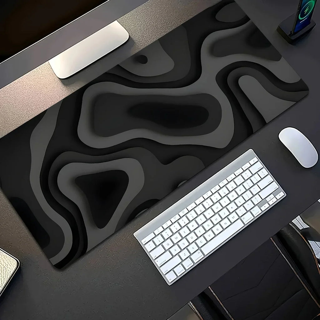CIFBUY Large Gaming Mouse Pad Black Gray Swirl Design Desk Mat Non-Slip PC Computer Keyboard Office Carpet Maus Pad