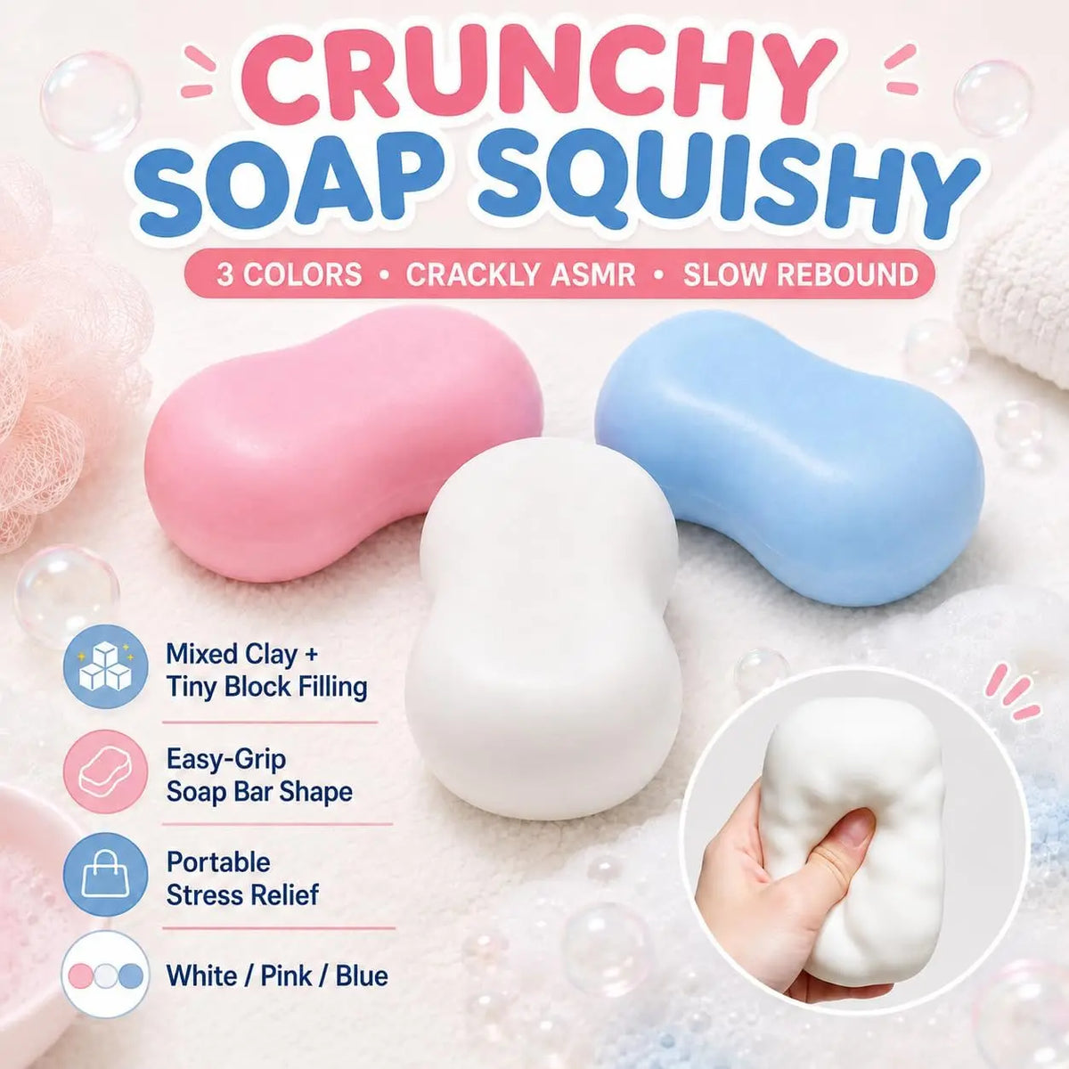 Creative Soap Shape Squishy Toy Sensory Fidget Stress Relief Toy Thanksgiving Black Friday Christmas Present