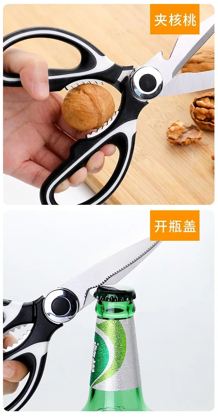 Multipurpose Stainless Steel Kitchen Scissors Heavy Duty Dishwasher Safe for Cutting Meat Poultry Fish and Opening Bottles