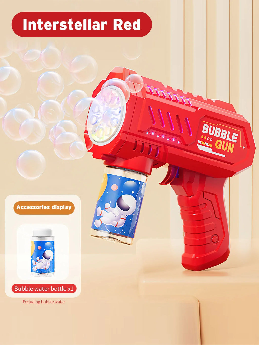 Children bubble machine glowing toy fully automatic bubble gun produces a large amount bubbles without battery and bubble water