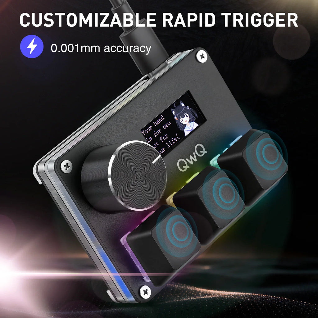 O3C SayoDevice OSU O3C Rapid Trigger Hall Switches Magnetic Pink Switches Keyboard With Knob Screen Copy Paste Shotcut
