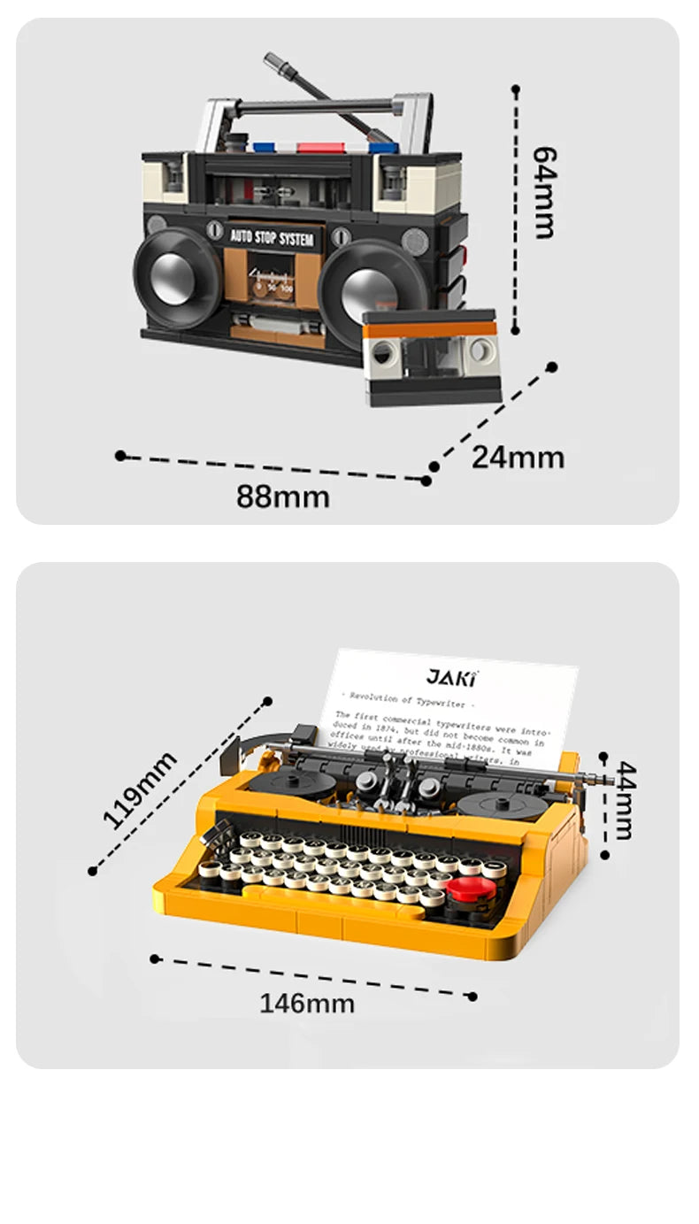 DIY Retro Electrical Appliances Furniture TV Computer Tape Walkman Play Game Consoles Radio Building Blocks Model Brick Set Toys