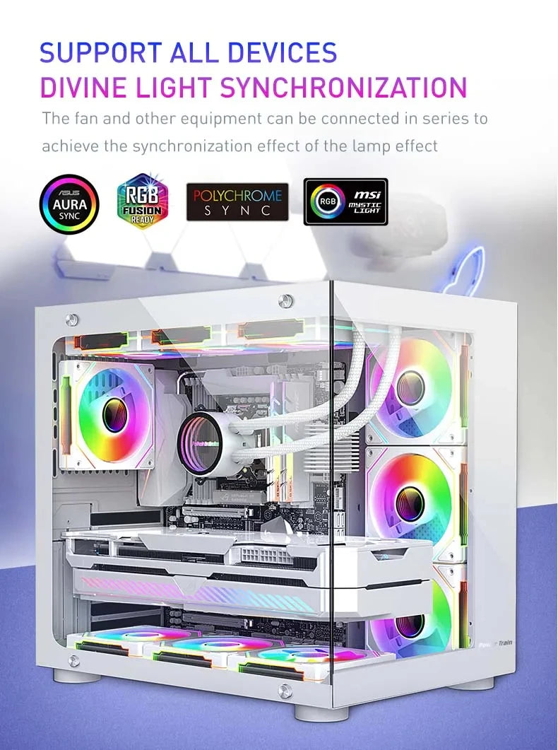 UPSIREN UF-1 PRISM 4 PRO Computer Chassis Fan 12cm ARGB 4 Pin PWM Quiet Cooling Fan 12V Large Air Volume 45.2CFM/600-1500RPM