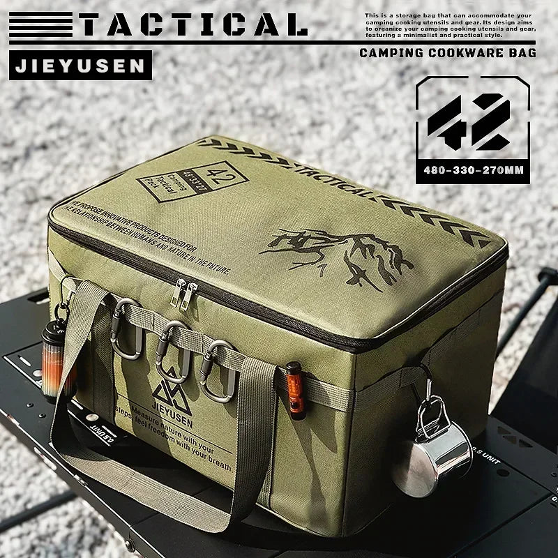 Backpack 30-42L Tactical Camping Storage Bag - Insulated Folding Box for Picnic, Tableware & Field Equipment Waterproof