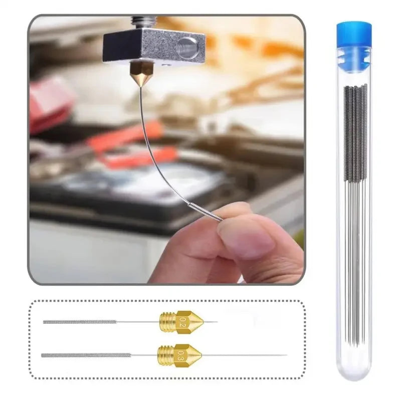 3D Printer Nozzle Cleaning Kit 0.2/0.25/0.3/0.35/0.4mm Stainless Steel Nozzle Cleaning Needles Cleaner For Car Wiper Gas Stoves
