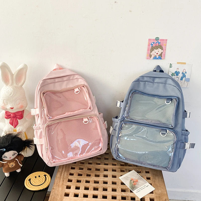🎒✨ Mochila Transparente Estilo Japonés ITA – Gran Capacidad para Escuela, Universidad y Cosplay 💖🌸