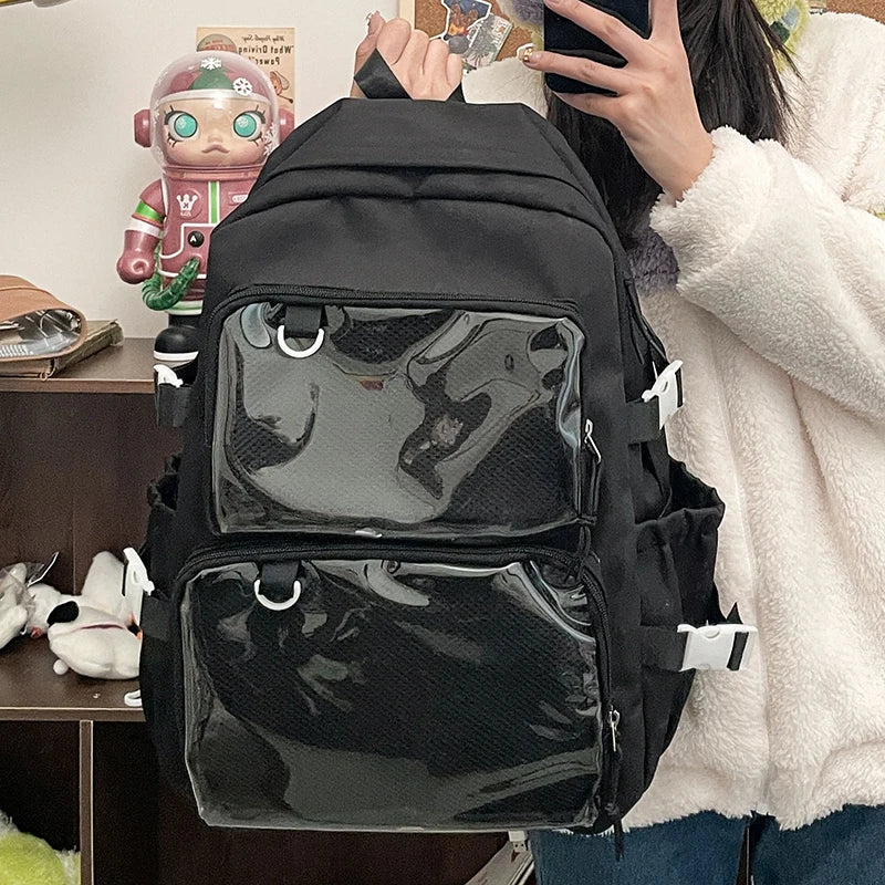🎒✨ Mochila Transparente Estilo Japonés ITA – Gran Capacidad para Escuela, Universidad y Cosplay 💖🌸