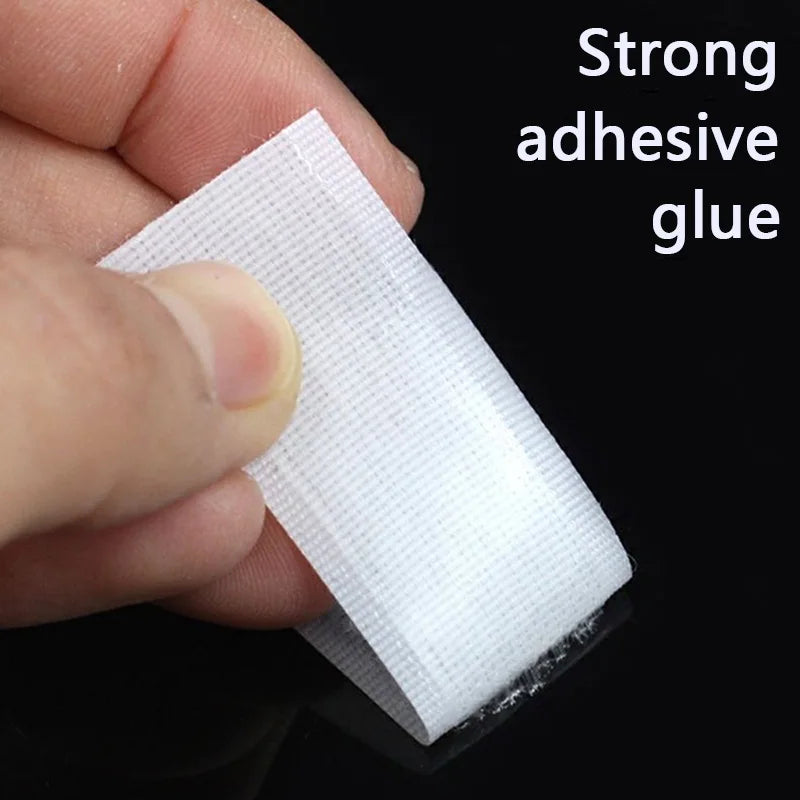1/2/5M 20-50mm White Strong Self Adhesive Fastener Hook and Loop Strips with Glue Double-Side Mounting Tapes for DIY Craft
