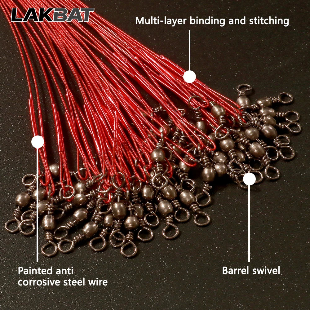 Lakbat 20Pcs Steel Wire Leader Anti Bite Fishing Line Leash Swivel Snap Connector Pesca Sea Fishing Tackle Accessories