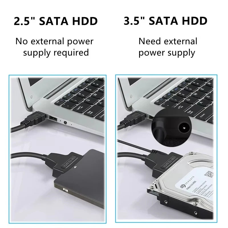 USB 3.0 To SATA III Cable Adapter Hard Drive Sata Converter for 2.5" 3.5" SSD HDD Hard Drive Disk Compatible with 2.5/3.5 Inch