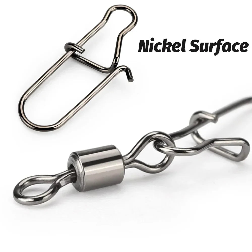 100pcs/box Swivel Snap Connector Pin Rolling Ring Fishing Tackle Buckle Hook Lure Kit Wire Connection 50pcs- 100pcs Bearing Gear