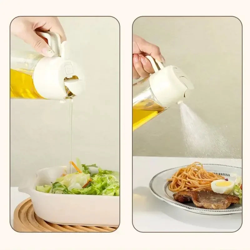2in1 Kitchen Spray Oil Dispenser Oil Sprayer Polisher Or Only Brush Spray for Air Fryer Salad Grilling Roasting Cooking Kitchen