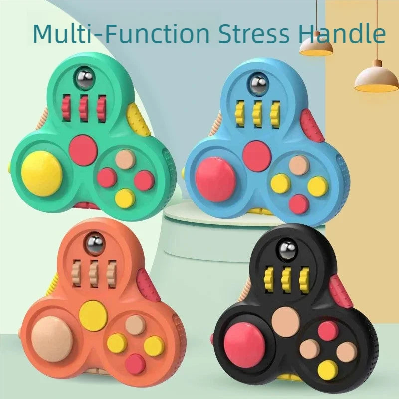 Hot-Selling Second-Generation Stress-Relief Handle, Triangular Handheld Fidget Spinner, Multi-Functional Fidget Spinner Handle, Portable Stress-Relief Handheld Toy with 12 Sensory Functions, Suitable for Anxiety, Adhd, Autism