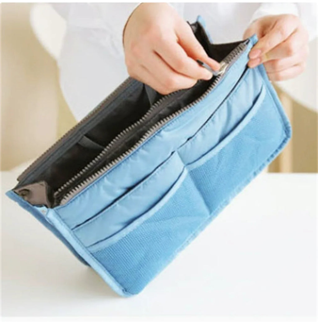HOMEFISH Multi Pocket Portable Cosmetic Storage Bag, Large Capacity Double Zipper Travel Mommy Toiletry Bag