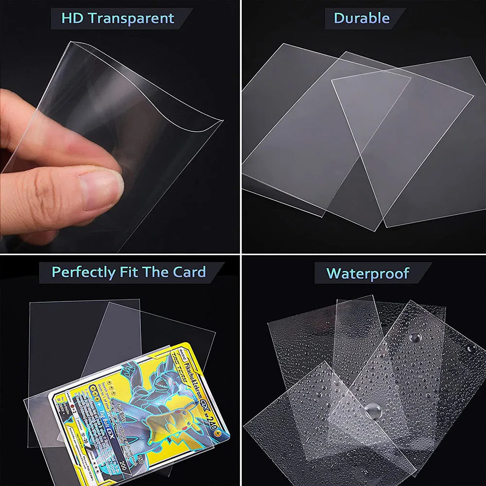 100 Pcs Transparent Playing Card Cover Clear Protector Sleeve Holder For Board Game ID Trading Folder Photo Pouch Kit