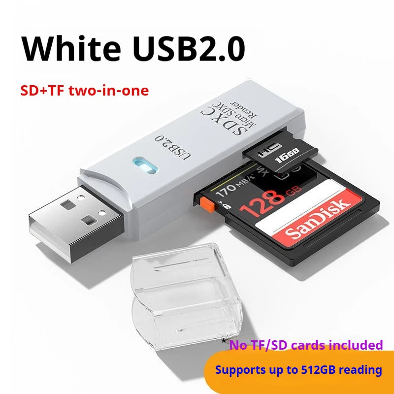 Card Reader Writer USB Flash Drive Adapter 2-in-1 Multi-Functional USB 2.0 Micro SD TF Memory Card for PC Laptops