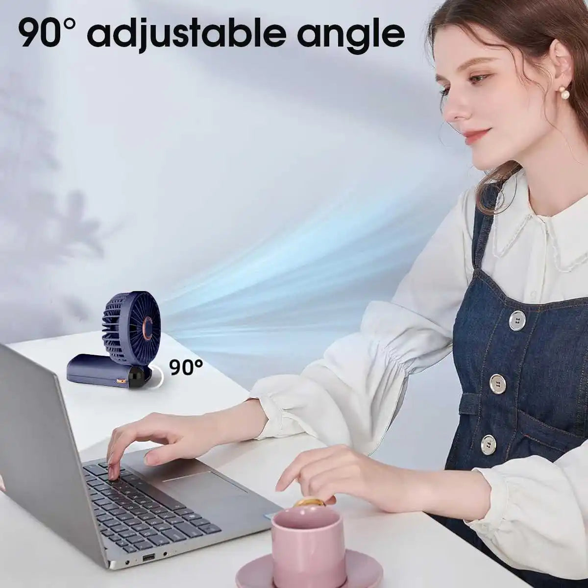 🌬️ Ventilador Portátil Recargable USB Plegable 🔋 5 Velocidades | 📱 Soporte para Celular | 🔢 Pantalla Digital | 🎒 Diseño de Mano y Colgante para el Cuello